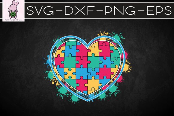 Autism Puzzle Heart Design SVG