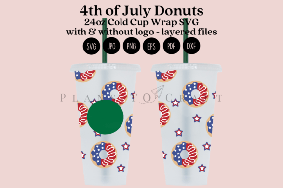 Donuts 4th of July 24oz Cold Cup Wrap