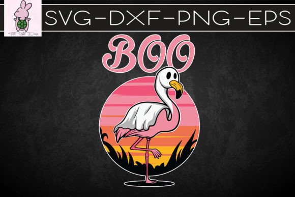 Flamingo Ghost Boo Sunset Halloween SVG