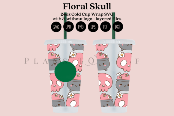 Floral Skull Halloween 24oz Cold Cup
