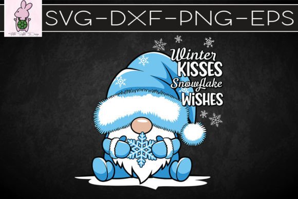 Gnome Winter Kisses Snowflake Wishes SVG