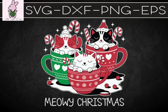 Meowy Christmas Cute Cats and Coffee SVG